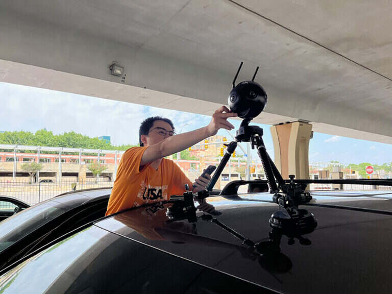 Researchers working with environmental sensors in San Antonio