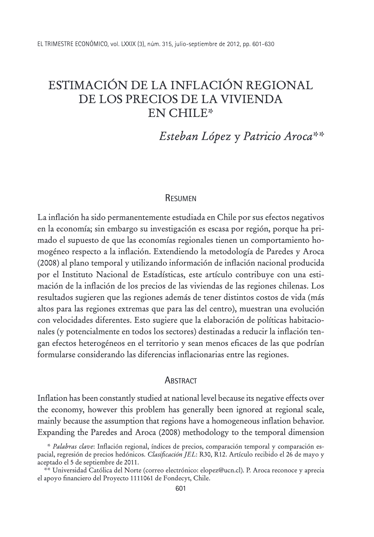 El Trimestre Económico 2012 paper