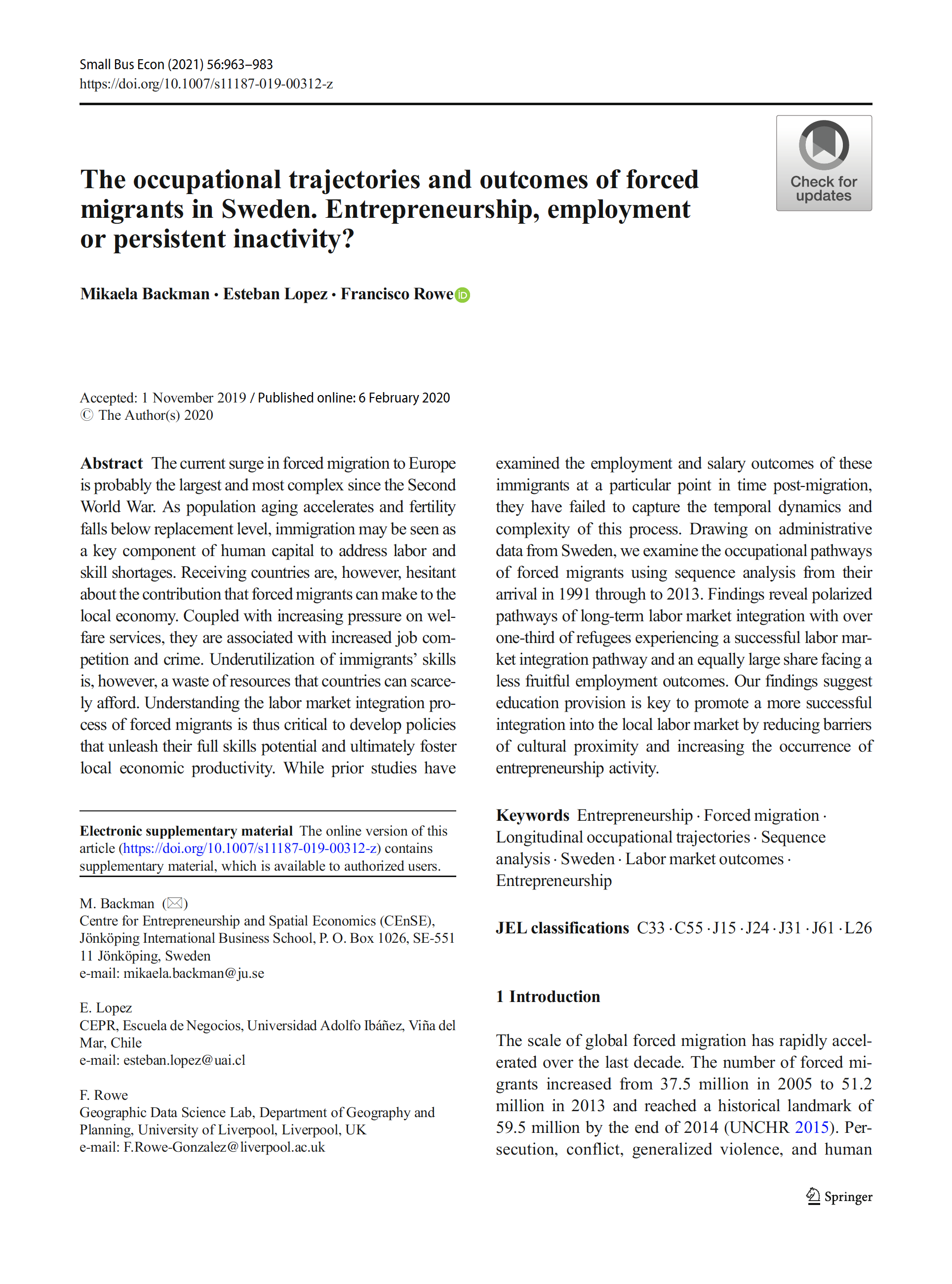 Small Business Economics 2020 paper